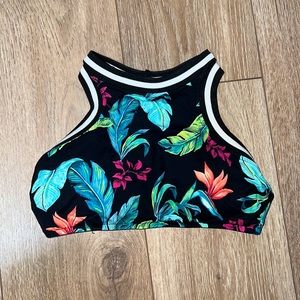 Tropical High neck swim top
